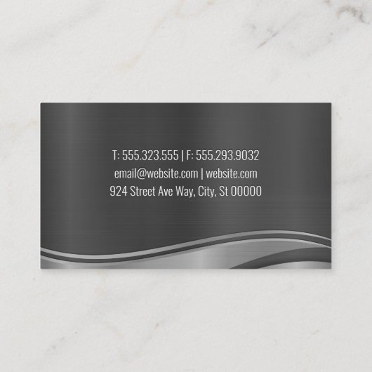 Silver Metallic Wave Background Visitekaartje (Achterkant)