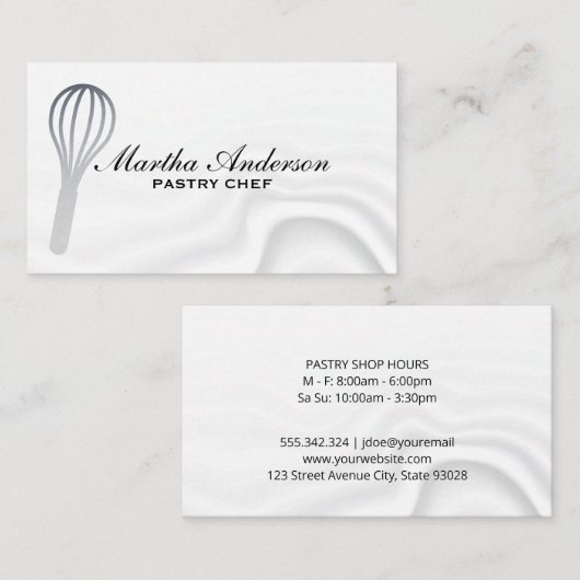 Silver Metallic Whisk | Silky Background Visitekaartje (Voorkant / Achterkant)