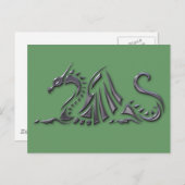 Silver Metallic Zee Dragon Briefkaart (Voorkant / Achterkant)