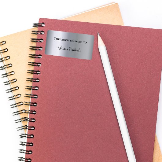 Silver metalname bookplate etiket