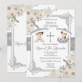 Silver Mexican Baptism en Birthday Fiesta Twin Kaart (Voorkant / Achterkant)