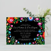 Silver Mexican Embroidery Wedding Rehearsal Dinner Folie Uitnodiging (Staand Voorkant)