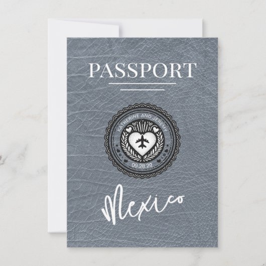 Silver Mexico Passport Bewaar de datum Save The Date (Voorkant)