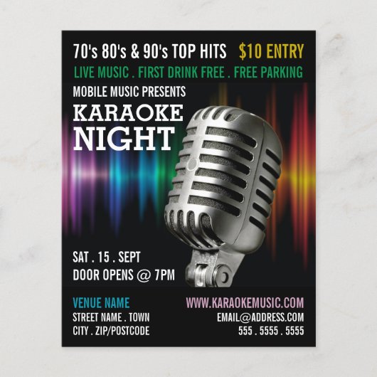 Silver Microphone, Karaoke Event Adverteren Flyer (Voorkant)