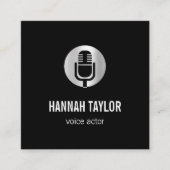 Silver Microphone Voice Actor Vierkante Visitekaartje (Voorkant)