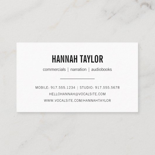 Silver Microphone Voice Actor Visitekaartje (Achterkant)