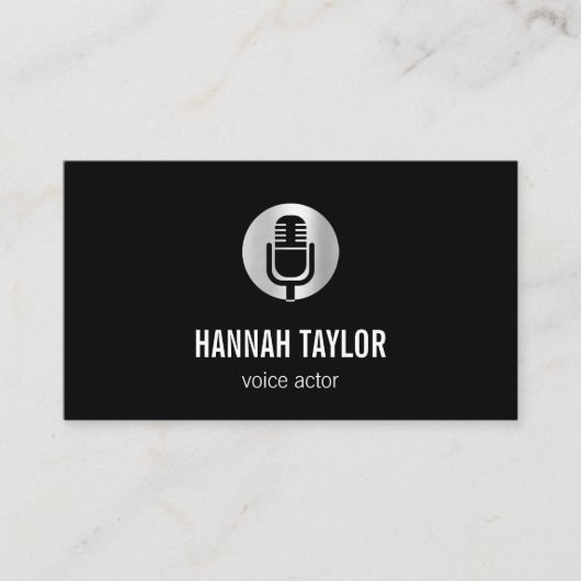 Silver Microphone Voice Actor Visitekaartje (Voorkant)