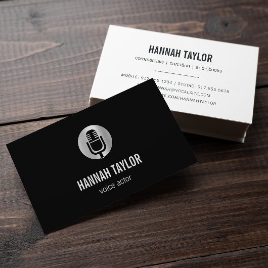 Silver Microphone Voice Actor Visitekaartje