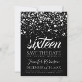 Silver Midnight Glam Sweet 16 Birthday Party Save The Date (Voorkant)