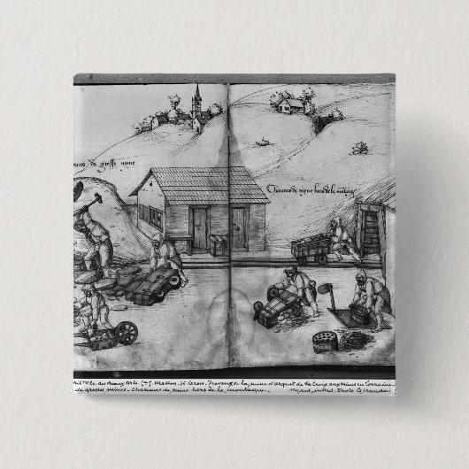 Silver-mijn van La Croix-aux-Mines Vierkante Button 5,1 Cm (Voorkant)