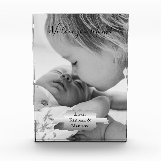 Silver Minimal Moederdag Photo Block Fotoblokken (Voorkant)