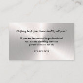 Silver Minimal Pro Home Cleaning Visitekaartje (Achterkant)