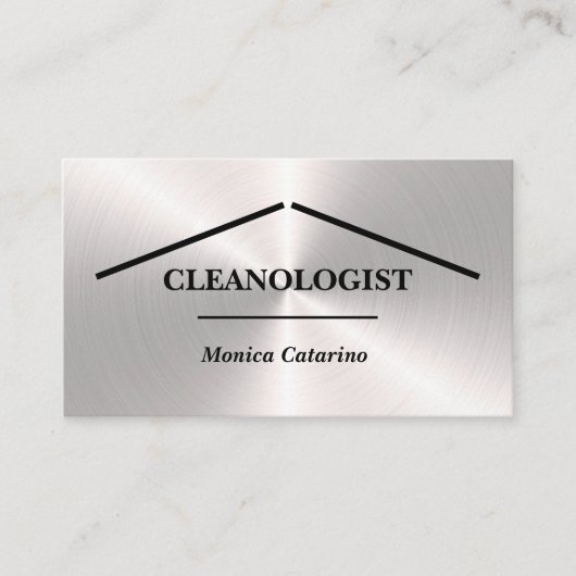 Silver Minimal Pro Home Cleaning Visitekaartje (Voorkant)