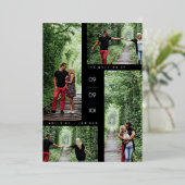 Silver Minimalist Modern 4 Foto's Collage Wedding Folie Uitnodiging (Staand Voorkant)