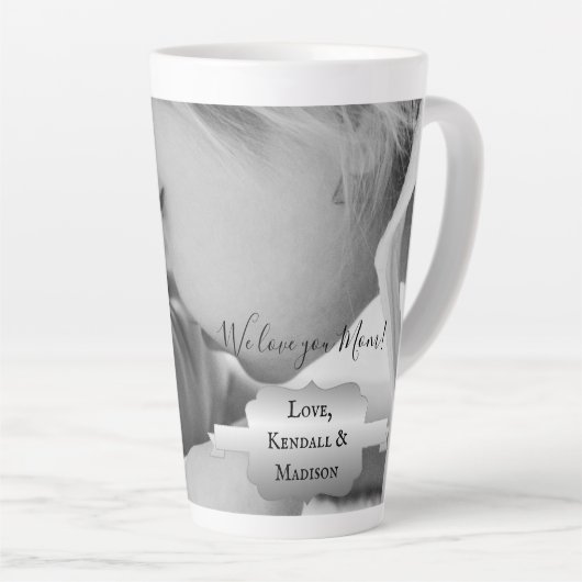 Silver Minimalist Photo Moederdag Latte Mok (Rechterhoek)