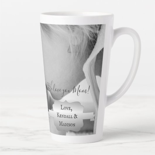 Silver Minimalist Photo Moederdag Latte Mok (Rechts)