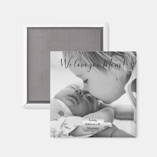 Silver minimalist Photo Moederdag Magnet (Voorkant / Achterkant)
