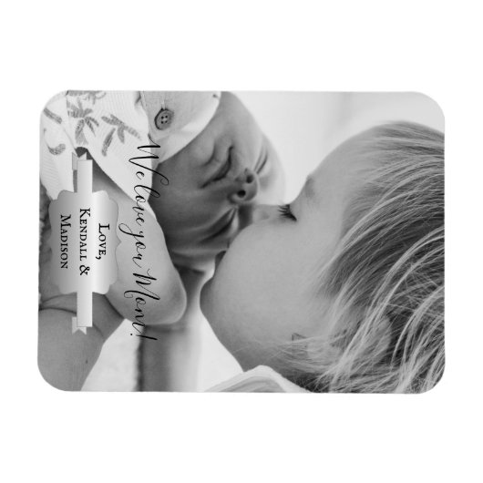 Silver minimalist Photo Moederdag Magnet Magneet (Horizontaal)