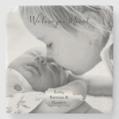 Silver Minimalist Photo Moederdag Stone Onderzette Stenen Onderzetter (Voorkant)