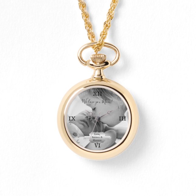 Silver Minimalist Photo Moederdag Watch Horloge (Voorkant)