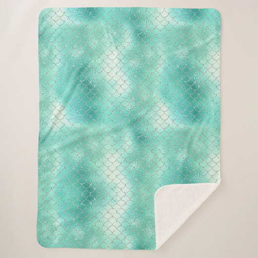 Silver Mint Mermaid Sherpa Deken (Voorkant)