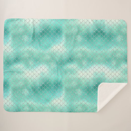 Silver Mint Mermaid Sherpa Deken (Voorkant (horizontaal))