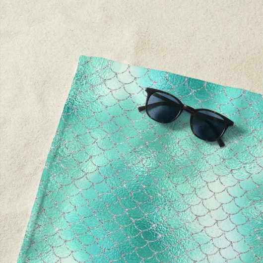 Silver Mint Mermaid Strandlaken (In situ)