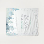 Silver & Mint Winter onderland 1e verjaardag Wandkleed (Voorkant (horizontaal))