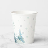 Silver & Mint Winter wonderland Boy Birthday Party Papieren Bekers (Achterkant)
