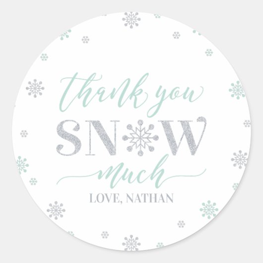 Silver, Mint Winter wonderland Hartelijk dank voor Ronde Sticker (Voorkant)