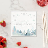 Silver & Mint Winter Wonderland Snow Baby shower Servet (Insitu)