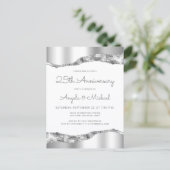 Silver Mirror Foil 25th Anniversary Invitation Briefkaart (Staand voorkant)