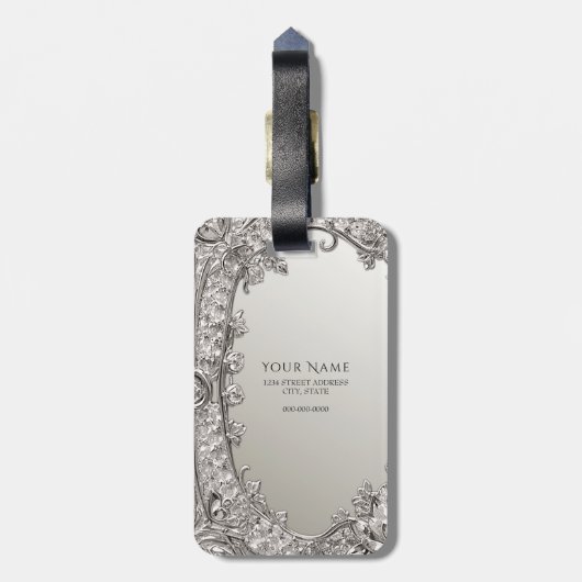 Silver  Modern Bagagelabel (Achterkant verticaal)