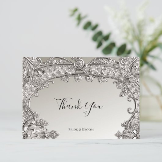 Silver Modern bedankkaart (Staand voorkant)