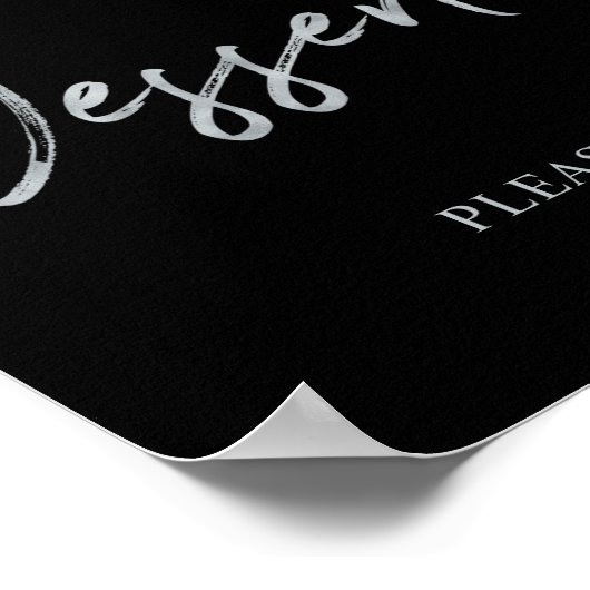 Silver Modern Brush Lettering Dessert Bar Sign Poster (Hoek)