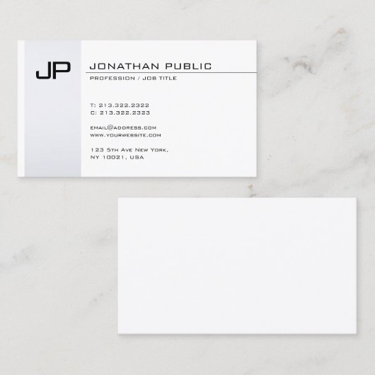 Silver Modern Clean Elegant Monogram Minimalist Visitekaartje (Voorkant / Achterkant)