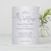 Silver Modern Damask Uitnodiging voor een bruiloft (Staand voorkant)