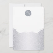 Silver Modern Damask Uitnodiging voor een bruiloft (Achterkant)