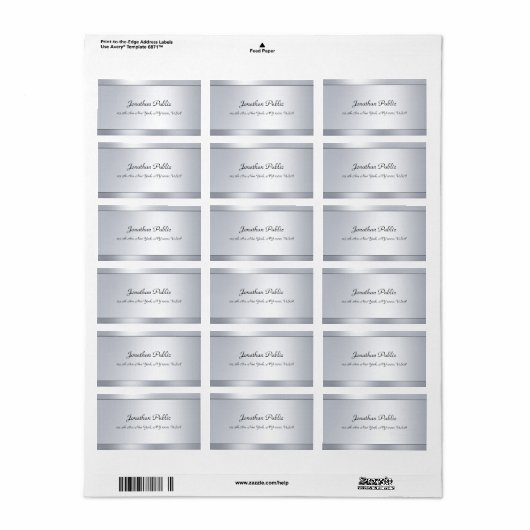 Silver Modern Elegant Script Glamoureuze Sjabloon Etiket (Full Sheet)