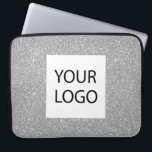Silver Modern Glitter - Custom Logo Promotional Laptop Sleeve<br><div class="desc">Silver Modern en Professional Faux Glitter en Sparkle Elegant Custom Logo Promotional Corporate Laptop Bag of Sleeve Promotioneel Hoesje voor een Beauty Industry Gift. Dit hoesje kan worden aangepast om uw bedrijf of zakelijke logo op te nemen.</div>