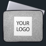 Silver Modern Glitter - Custom Logo Promotional Laptop Sleeve<br><div class="desc">Silver Modern en Professional Faux Glitter en Sparkle Elegant Custom Logo Promotional Corporate Laptop Bag of Sleeve Promotioneel Hoesje voor een Beauty Industry Gift. Dit hoesje kan worden aangepast om uw bedrijf of zakelijke logo op te nemen.</div>
