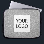Silver Modern Glitter - Custom Logo Promotional Laptop Sleeve<br><div class="desc">Silver Modern en Professional Faux Glitter en Sparkle Elegant Custom Logo Promotional Corporate Laptop Bag of Sleeve Promotioneel Hoesje voor een Beauty Industry Gift. Dit hoesje kan worden aangepast om uw bedrijf of zakelijke logo op te nemen.</div>