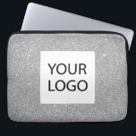 Silver Modern Glitter - Custom Logo Promotional Laptop Sleeve<br><div class="desc">Silver Modern en Professional Faux Glitter en Sparkle Elegant Custom Logo Promotional Corporate Laptop Bag of Sleeve Promotioneel Hoesje voor een Beauty Industry Gift. Dit hoesje kan worden aangepast om uw bedrijf of zakelijke logo op te nemen.</div>