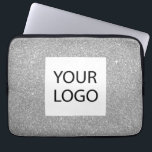 Silver Modern Glitter - Custom Logo Promotional Laptop Sleeve<br><div class="desc">Silver Modern en Professional Faux Glitter en Sparkle Elegant Custom Logo Promotional Corporate Laptop Bag of Sleeve Promotioneel Hoesje voor een Beauty Industry Gift. Dit hoesje kan worden aangepast om uw bedrijf of zakelijke logo op te nemen.</div>