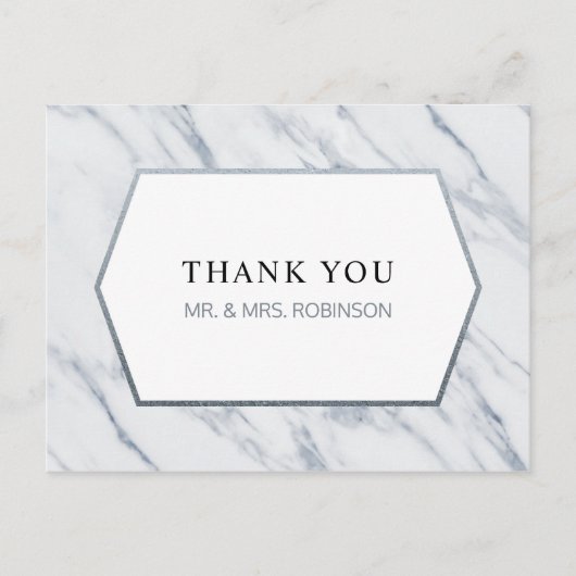 Silver Modern | Marble Dank u Briefkaart (Voorkant)
