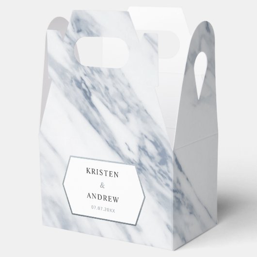 Silver Modern | Marmer Wedding Favor Box Bedankdoosjes (Geopend)