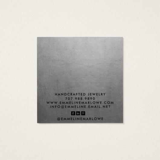 Silver Modern Minimal Oorbel Sieraden Display Kaar Vierkante Visitekaartjes (Achterkant)