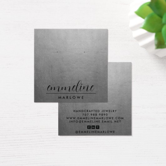 Silver Modern Minimal Oorbel Sieraden Display Kaar Vierkante Visitekaartjes (Bureau)