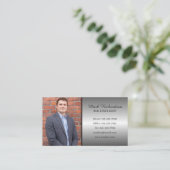 Silver Modern Real Estate Agent Simple Photo Logo Visitekaartje (Staand voorkant)