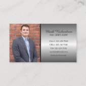 Silver Modern Real Estate Agent Simple Photo Logo Visitekaartje (Voorkant)